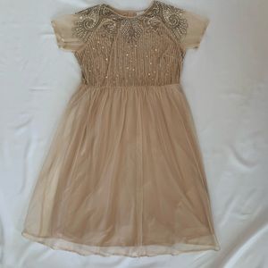 ASOS Champagne Embellished Dress - Sz 14